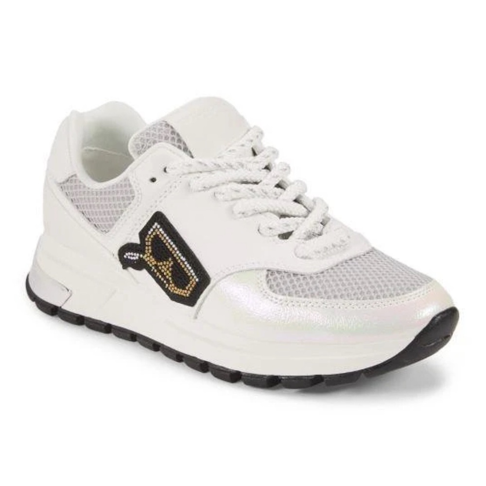 KARL LAGERFELD PARIS • Mayu Silver White Rhinestone Low-Top Sneakers NWT